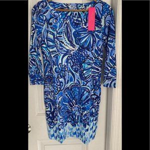 NWT Lilly Pulitzer HOLLEE Dress Iris Blue Zanzibar Zoo Engineered Large